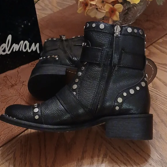 Sam Edelman DREA Black Leather Studded Boots - Picture 8 of 10